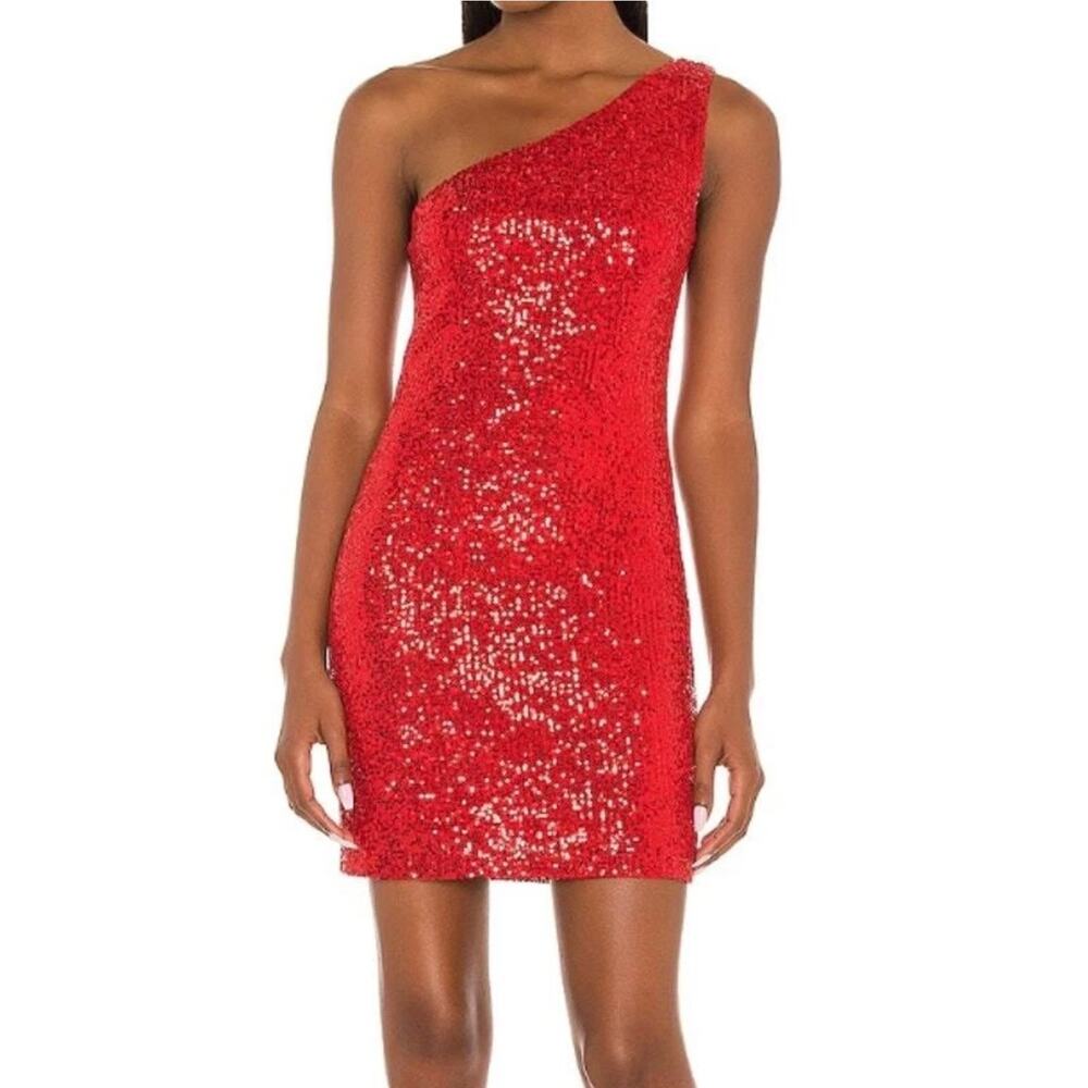 BB Dakota Steve Madden One-Shoulder Dress XL Cocktail Sequin Mini Stretchy Sexy - Picture 2 of 10